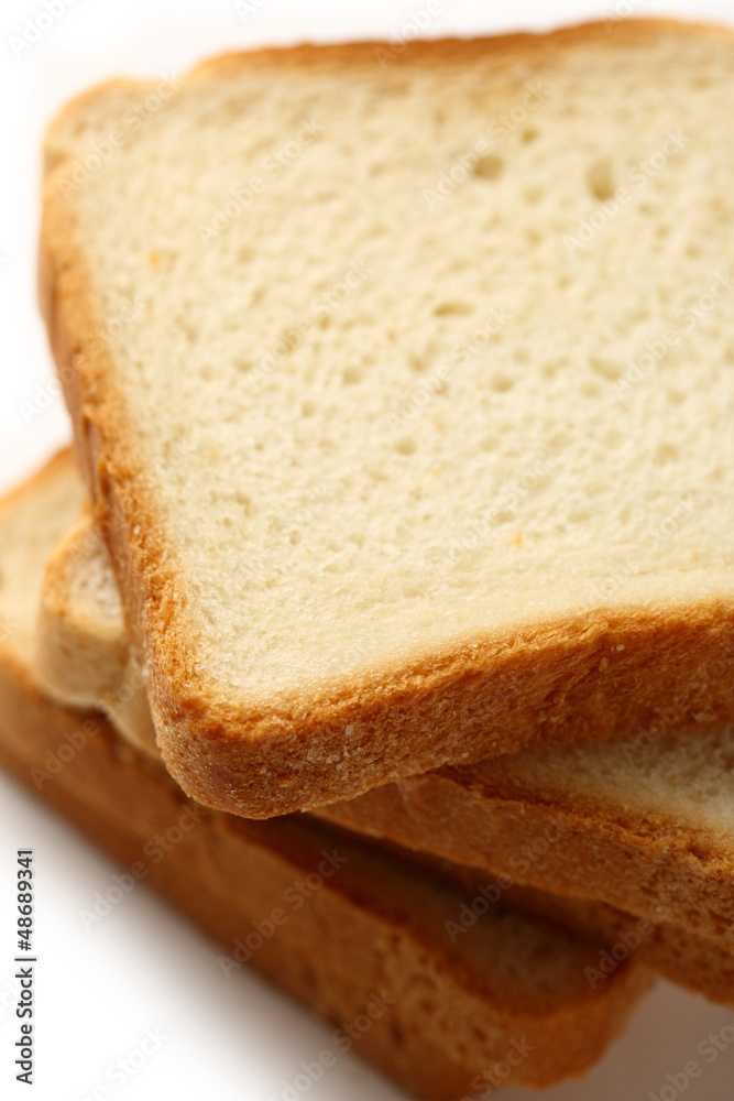 Bread slices on white background Bread slices on white background