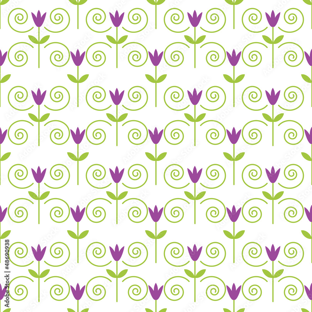 Seamless floral pattern with spirals Seamless floral pattern with spirals