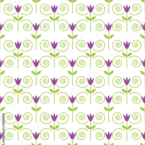 Seamless floral pattern with spirals