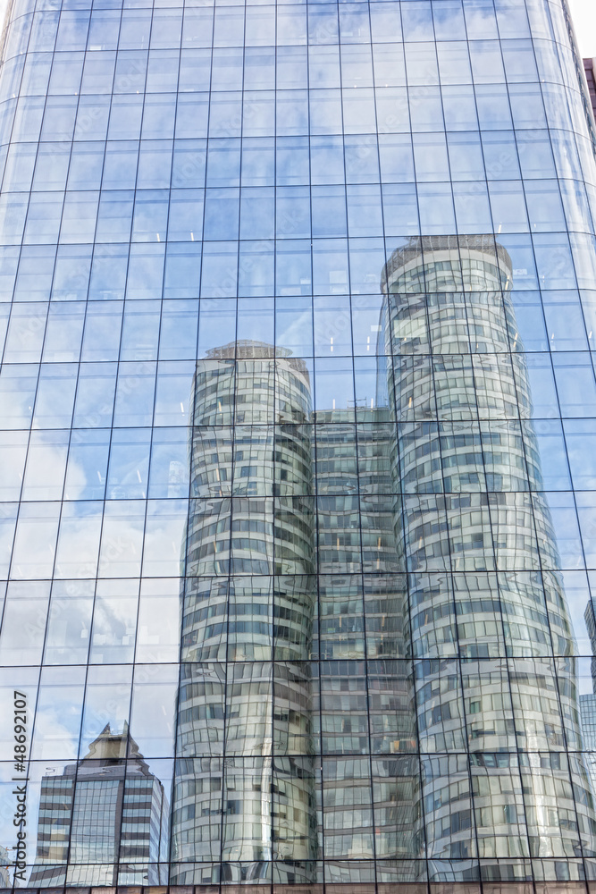 Reflection of modern buildings