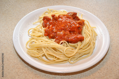 Plate od Linguini with Bolognese Sauce