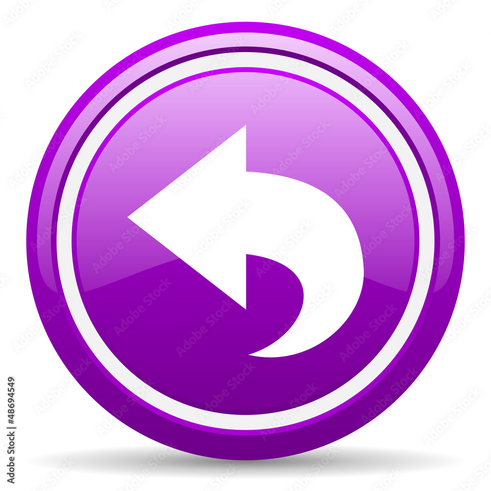 back violet glossy icon on white background back violet glossy icon on white background