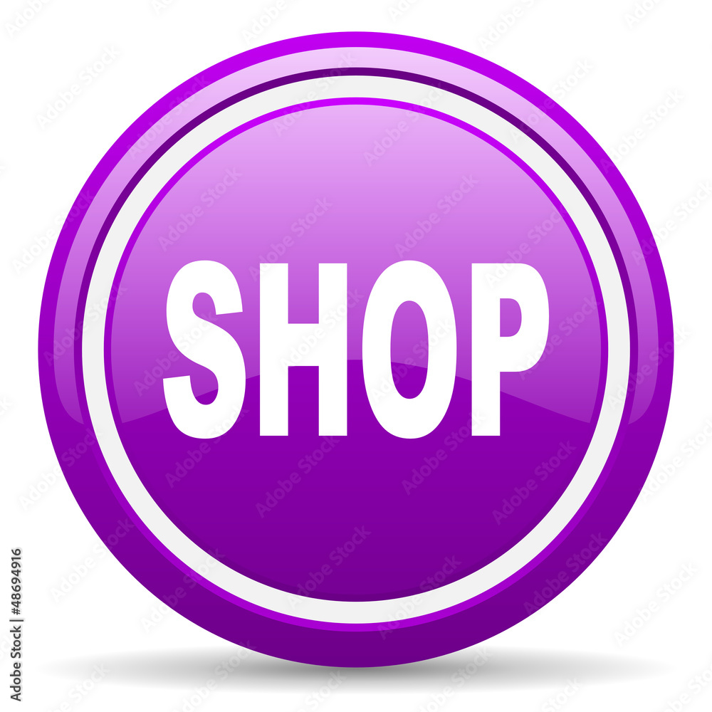 shop violet glossy icon on white background shop violet glossy icon on white background