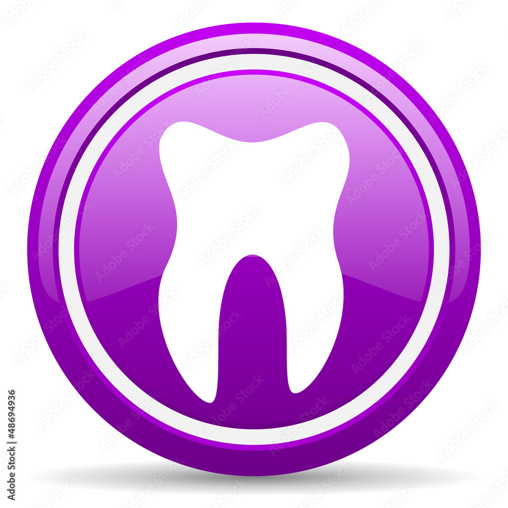 tooth violet glossy icon on white background tooth violet glossy icon on white background