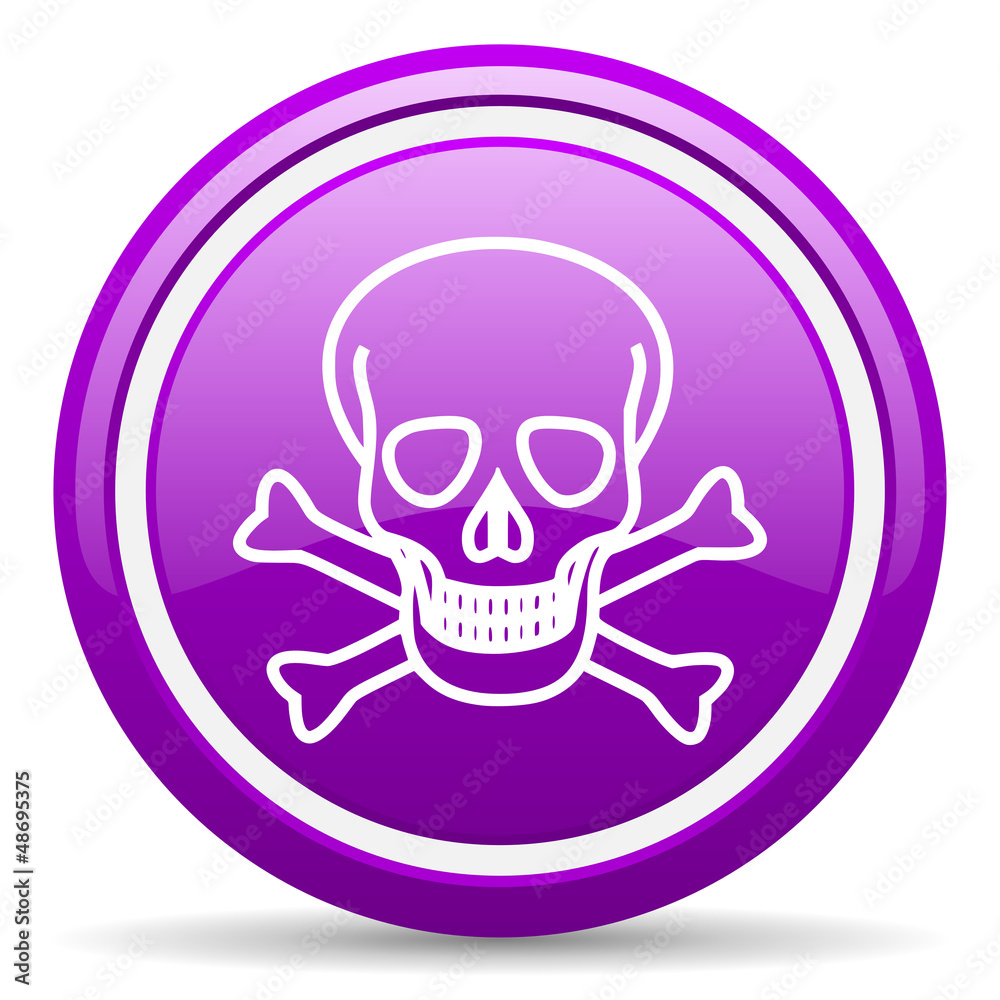 skull violet glossy icon on white background skull violet glossy icon on white background