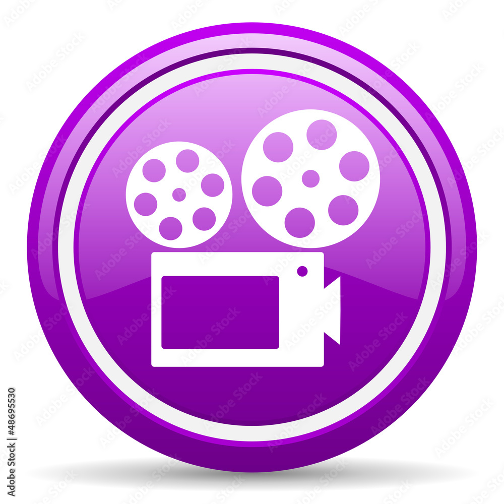 cinema violet glossy icon on white background cinema violet glossy icon on white background