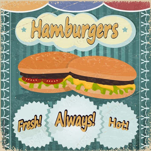 Vintage background with the image of hamburgers.