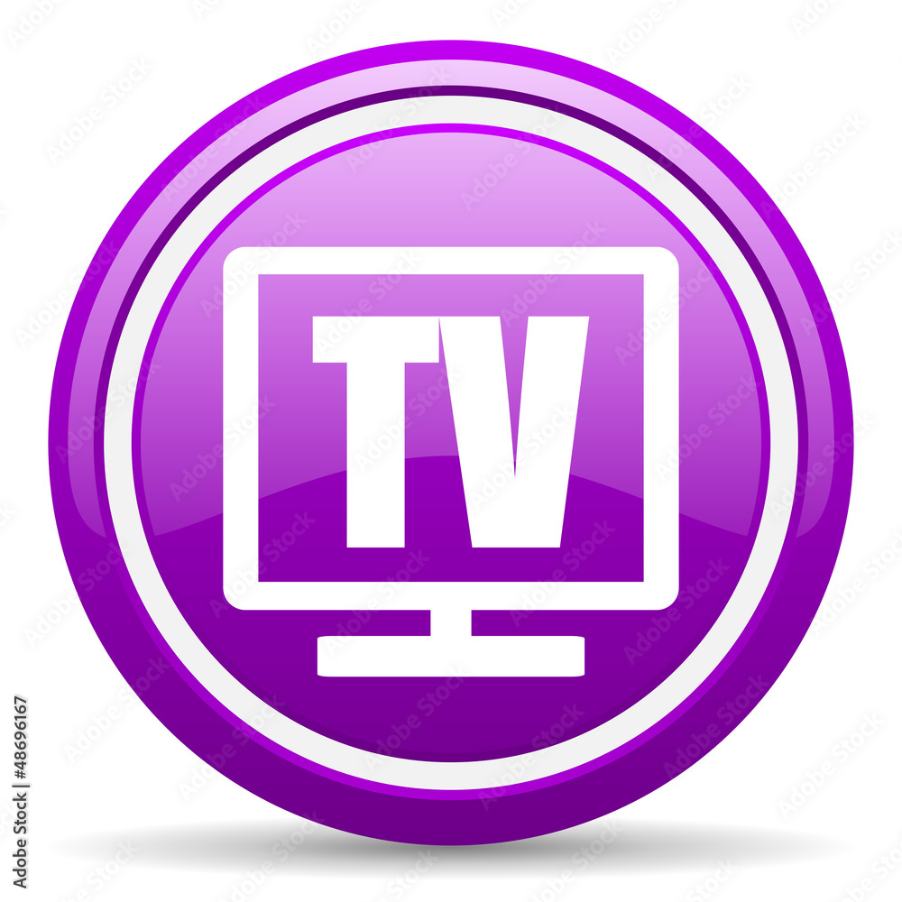 tv violet glossy icon on white background tv violet glossy icon on white background