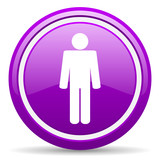man violet glossy icon on white background