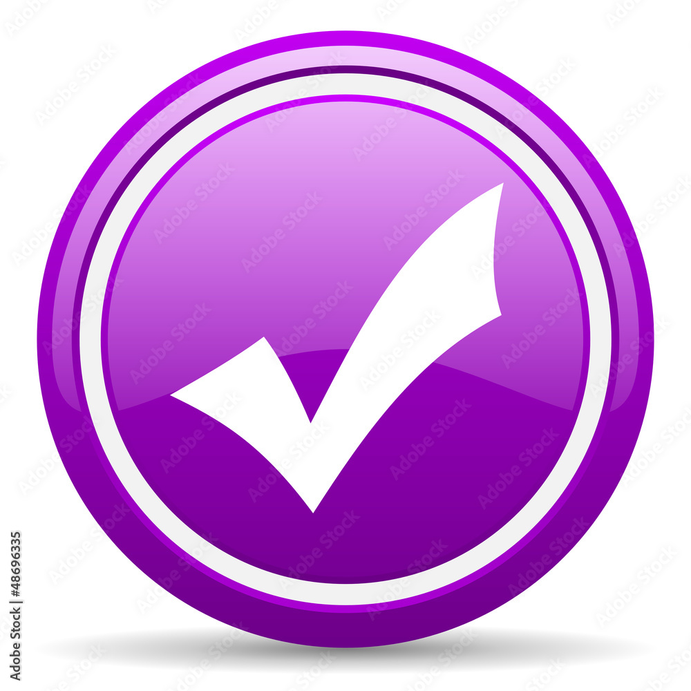 accept violet glossy icon on white background accept violet glossy icon on white background