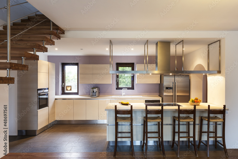 Beautiful modern loft, view of the kitchen