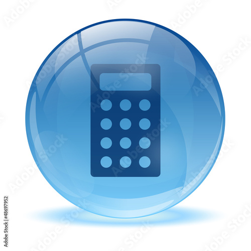 3D glass sphere and calculator icon