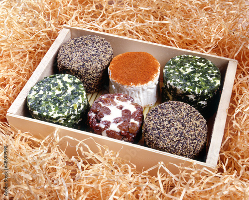 Foto Selection of goumet goat milk cheeses