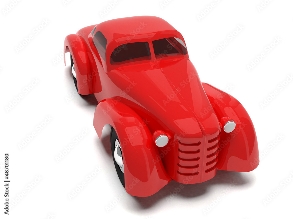 Red retro toy car