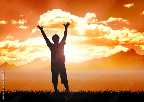Stock illustration of freedom man