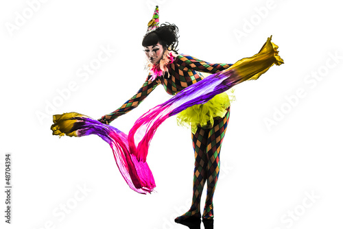 woman harlequin circus dancer performer  silhouette photo