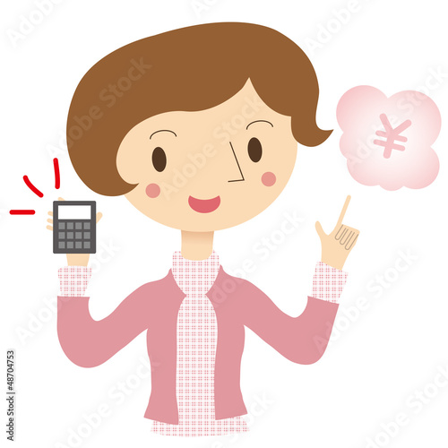 電卓を手にする女性