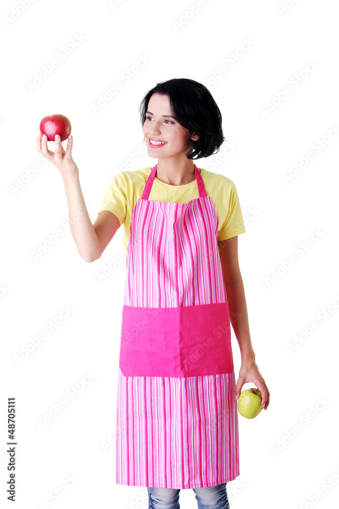 oung woman with an apple oung woman with an apple