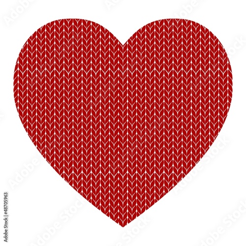 Knitted vector pattern with red heart