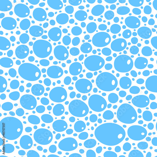 Blue water drops on white fresh seamless pattern, vector
