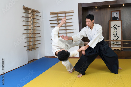 Demonstration of fighting art Aikido.