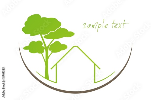 Home , tree, green icon, business logo design