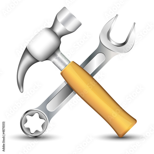Wrench and Hummer Icon. Vector illustration