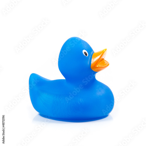 Plastic blue duck toy. photo