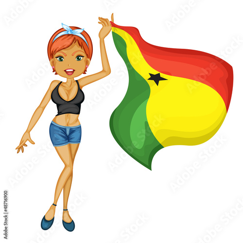 A smiling girl with a national flag of Ghana