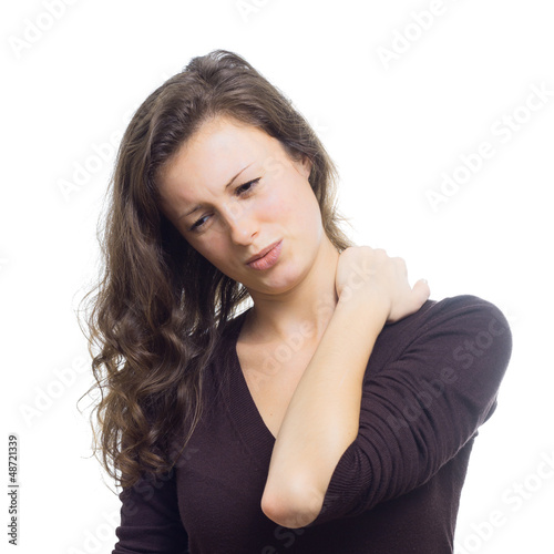 Junge Frau mit Nackenschmerzen