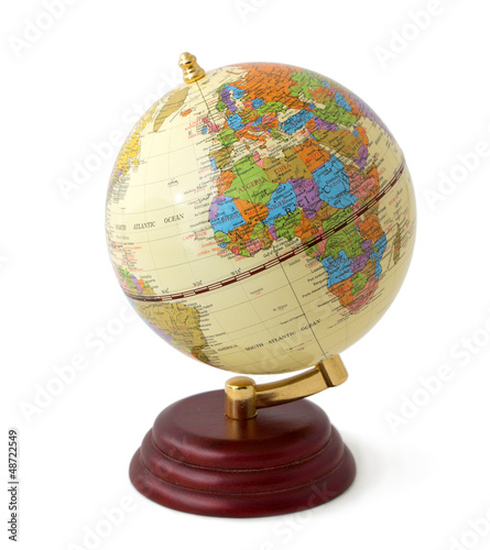 vintage globe isolated on white background
