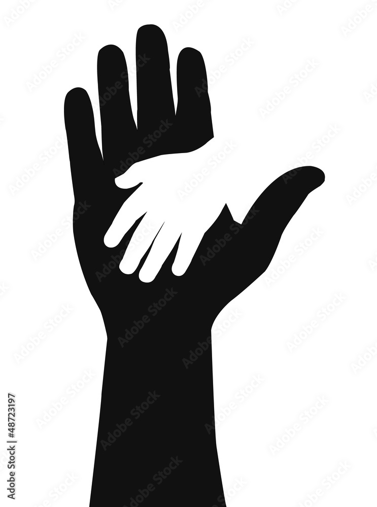 Helping hands. Vector illustration on black background Helping hands. Vector illustration on black background