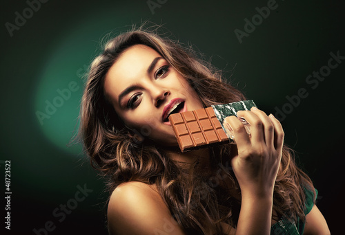 attractive cute woman with chocolate