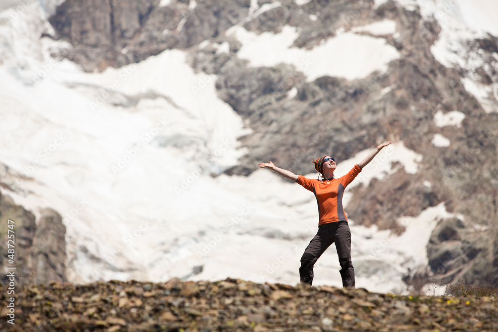 Obraz premium Trekking in Caucasus mountains Georgia, Svaneti region