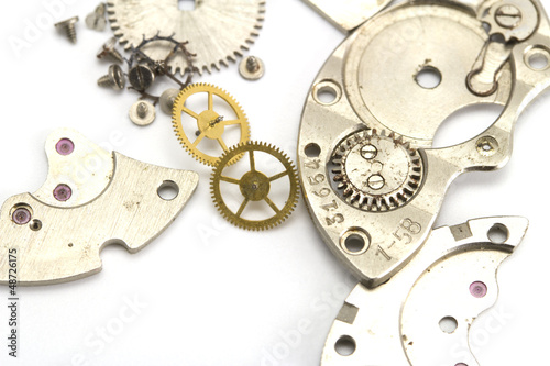 Clockwork details on a white background