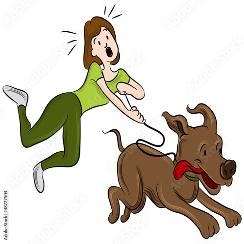 Woman Walking Dog