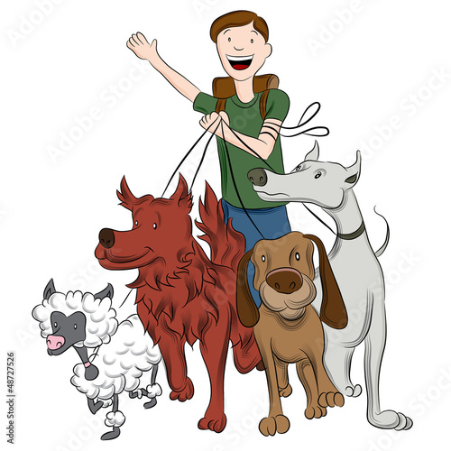 Man Walking Dogs