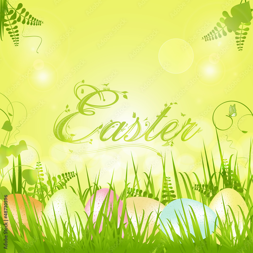 Easter Background with Decorative Text