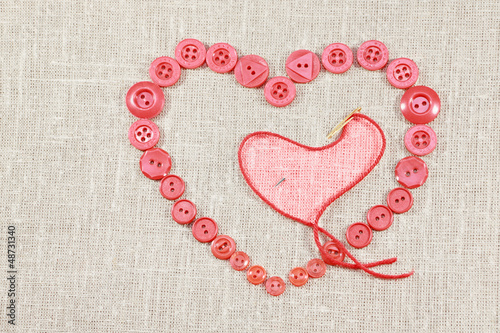Pink buttons in form of the heart