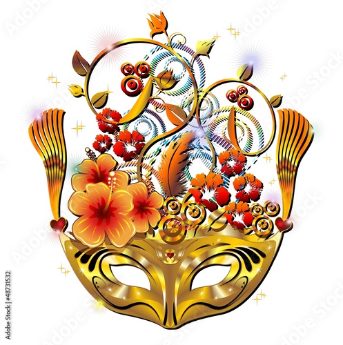 Carnival Party Mask Golden and Rainbow-Maschera Oro e Fiori