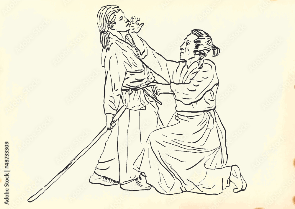 Fototapeta premium aikido - drawing converted into vector