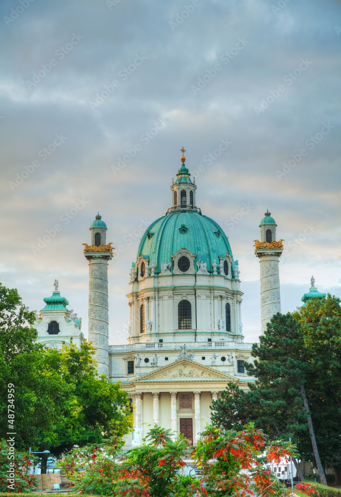 Karlskirche in Vienna, Austria in the morning