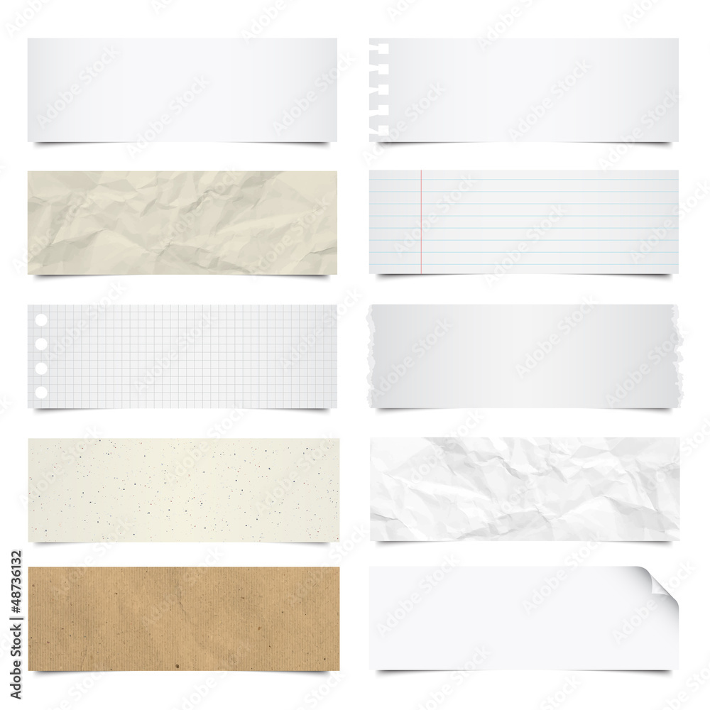 Collection of note papers background. - obrazy, fototapety, plakaty 