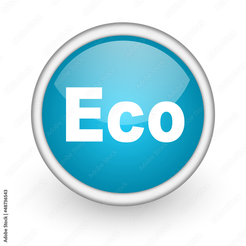eco blue glossy icon on white background eco blue glossy icon on white background