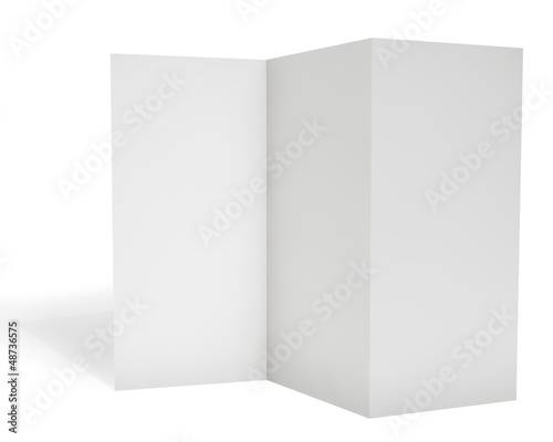 Blank triple leaflet template isolated on white background.