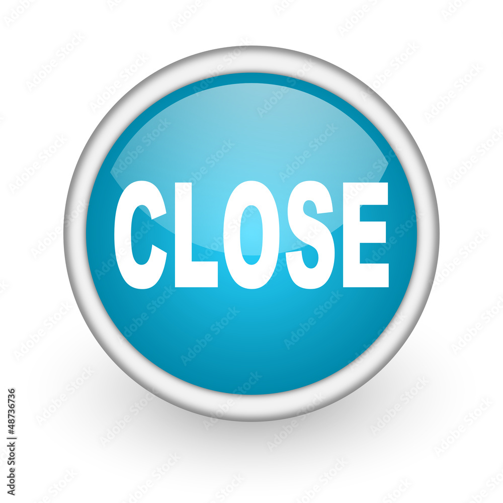 close blue glossy icon on white background close blue glossy icon on white background