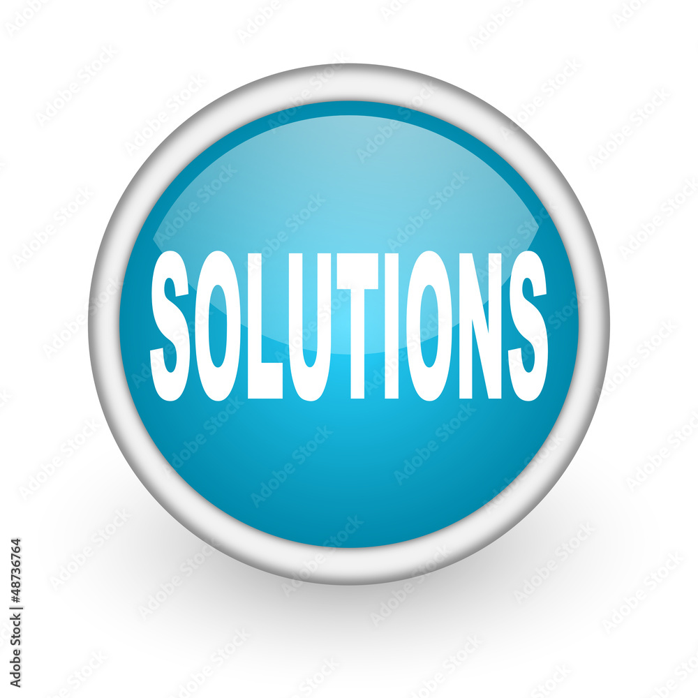 solutions blue glossy icon on white background solutions blue glossy icon on white background