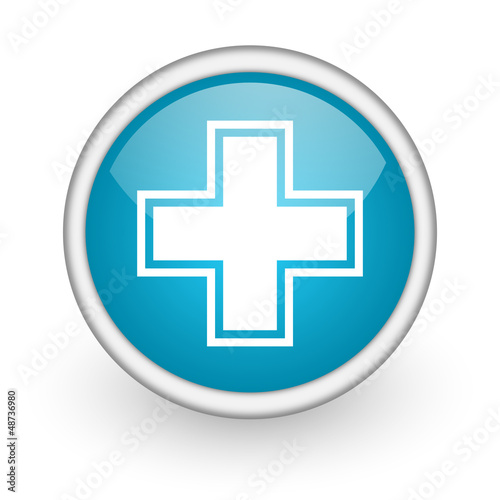 pharmacy blue glossy icon on white background