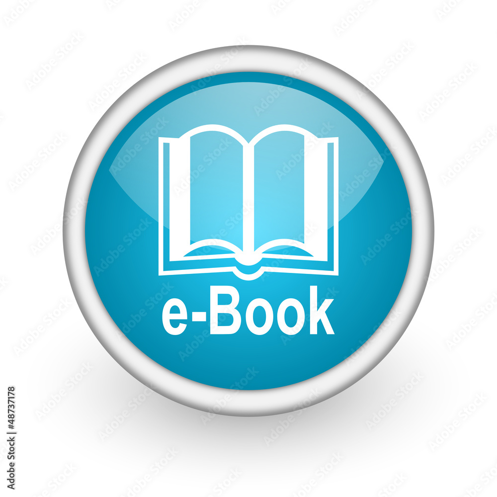 e-book blue glossy icon on white background e-book blue glossy icon on white background