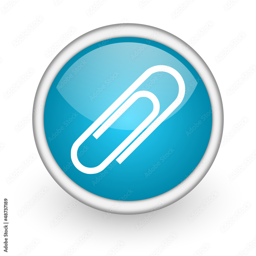 paper clip blue glossy icon on white background paper clip blue glossy icon on white background